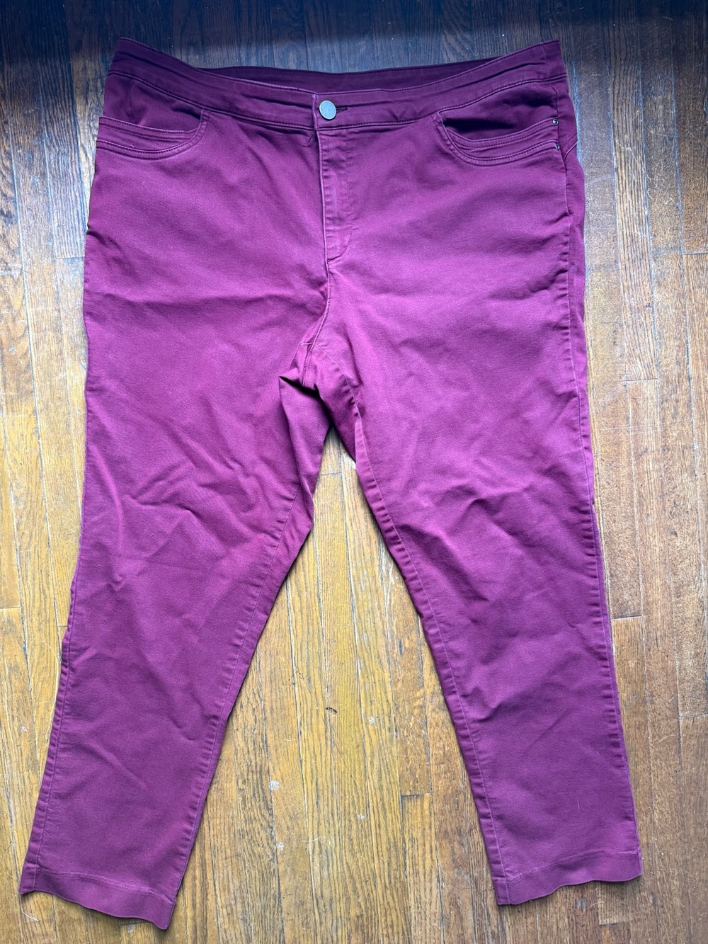 CJ Banks Wine Red Stretch Work Pants